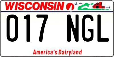 WI license plate 017NGL