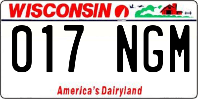 WI license plate 017NGM