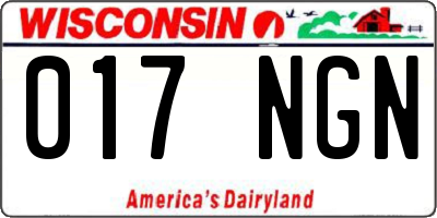 WI license plate 017NGN