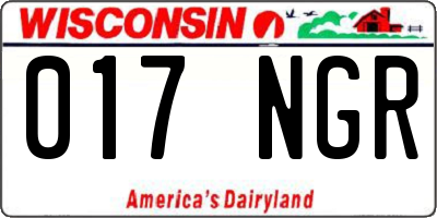 WI license plate 017NGR