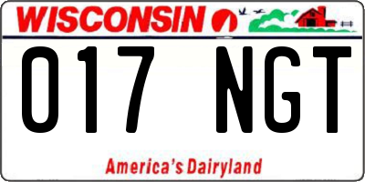 WI license plate 017NGT