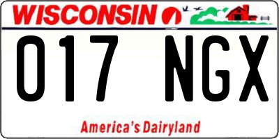WI license plate 017NGX