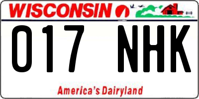 WI license plate 017NHK