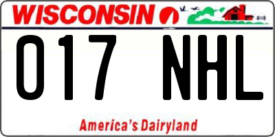 WI license plate 017NHL