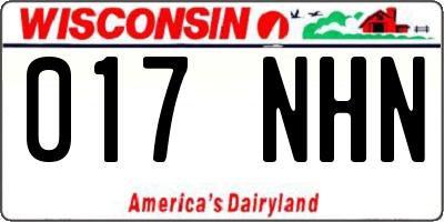 WI license plate 017NHN