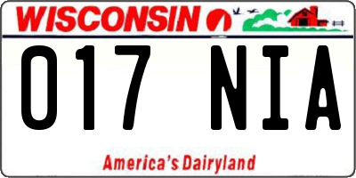 WI license plate 017NIA