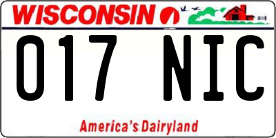 WI license plate 017NIC