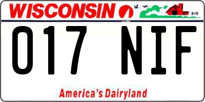 WI license plate 017NIF