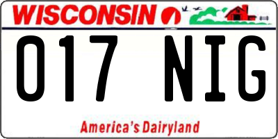 WI license plate 017NIG