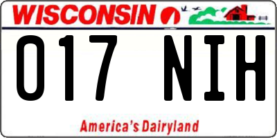 WI license plate 017NIH