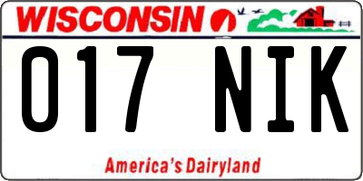 WI license plate 017NIK