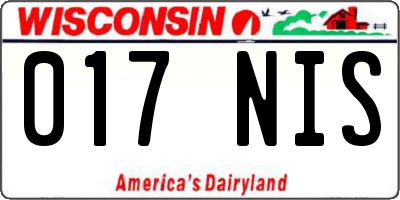 WI license plate 017NIS