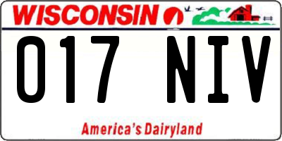 WI license plate 017NIV