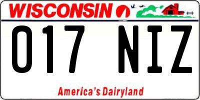 WI license plate 017NIZ
