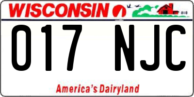 WI license plate 017NJC