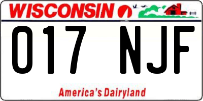 WI license plate 017NJF