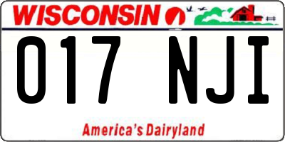WI license plate 017NJI