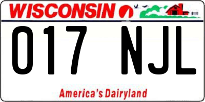WI license plate 017NJL