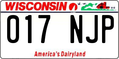 WI license plate 017NJP