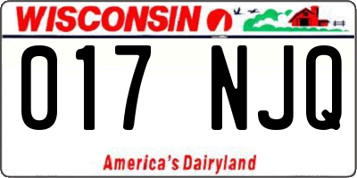 WI license plate 017NJQ