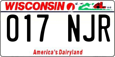 WI license plate 017NJR