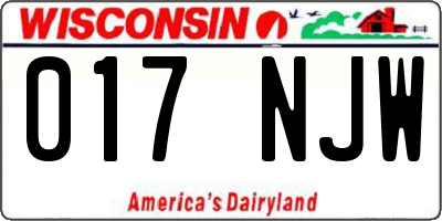 WI license plate 017NJW