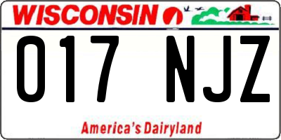 WI license plate 017NJZ