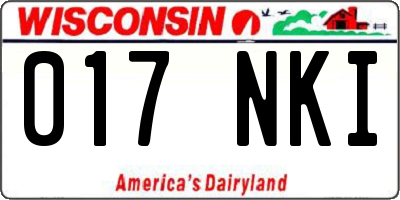 WI license plate 017NKI