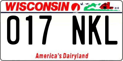 WI license plate 017NKL
