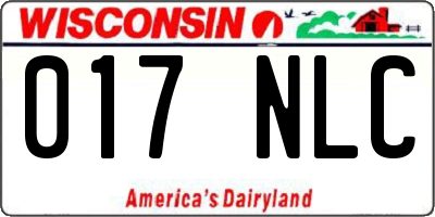 WI license plate 017NLC