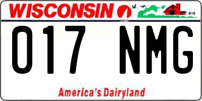WI license plate 017NMG