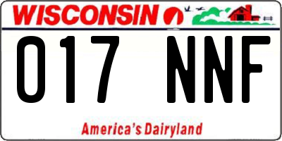 WI license plate 017NNF