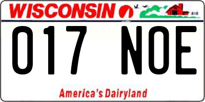 WI license plate 017NOE