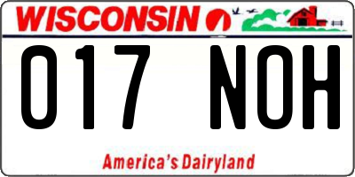 WI license plate 017NOH