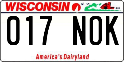 WI license plate 017NOK