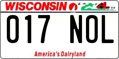 WI license plate 017NOL