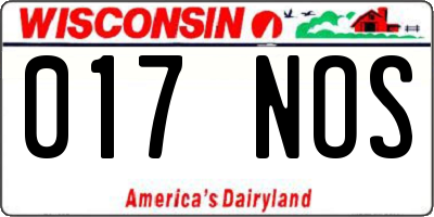 WI license plate 017NOS