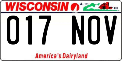 WI license plate 017NOV