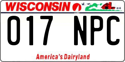 WI license plate 017NPC