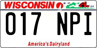 WI license plate 017NPI