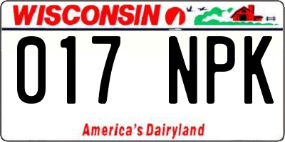 WI license plate 017NPK