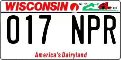 WI license plate 017NPR