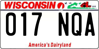 WI license plate 017NQA