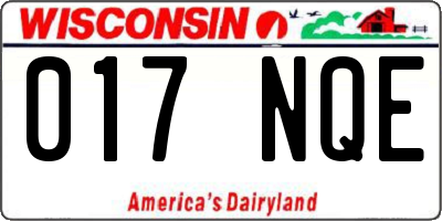 WI license plate 017NQE