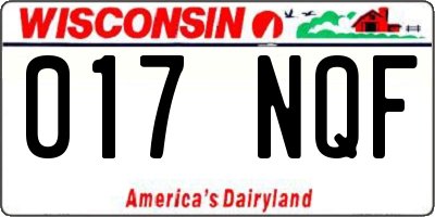 WI license plate 017NQF