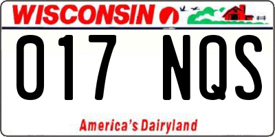 WI license plate 017NQS