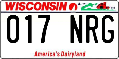 WI license plate 017NRG