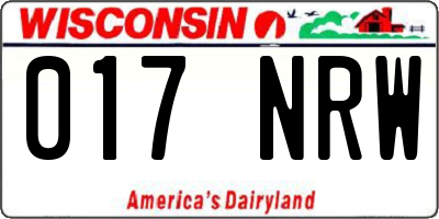 WI license plate 017NRW