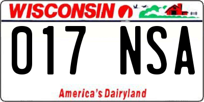WI license plate 017NSA