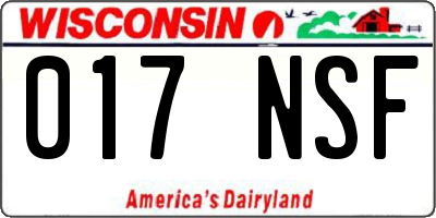 WI license plate 017NSF